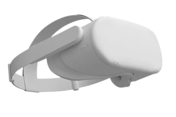 A white virtual reality headset used to enter the Reclaiming Dreams experience